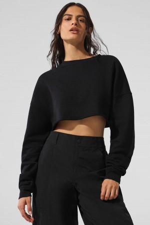 Pullover Alo Yoga Extreme Cropped Mujer Negras | Colombia EPBS-72158