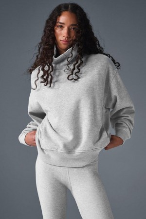 Pullover Alo Yoga Hazy Mock Neck Mujer Gris | Colombia LDPI-31954