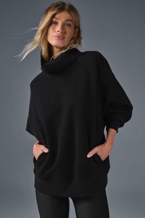 Pullover Alo Yoga Hazy Mock Neck Mujer Negras | Colombia XOEN-24568