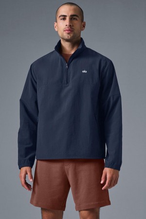Pullover Alo Yoga Light Weight Takeaway Track Hombre Azul Marino | Colombia SAKX-92758