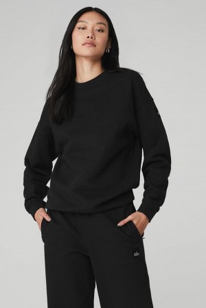 Pullover Alo Yoga Renown Heavy Weight Crew Neck Mujer Negras | Colombia NQLC-37195