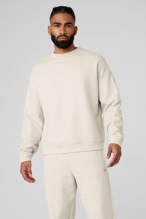 Pullover Alo Yoga Renown Heavy Weight Crew Neck Hombre Bone | Colombia HDMT-41639