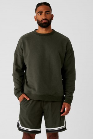 Pullover Alo Yoga Renown Heavy Weight Crew Neck Hombre Verde | Colombia ATNJ-02613