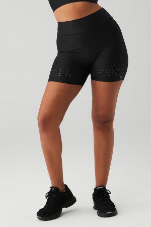 Short Alo Yoga 5" Airlift High-Waist Laser Cut Speedy Mujer Negras | Colombia EYBW-38624