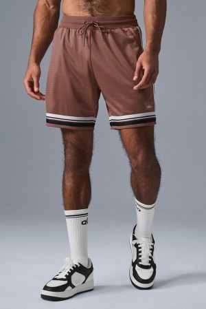 Short Alo Yoga 7" Key Mesh Basketball Hombre Chestnut | Colombia EXGC-34218