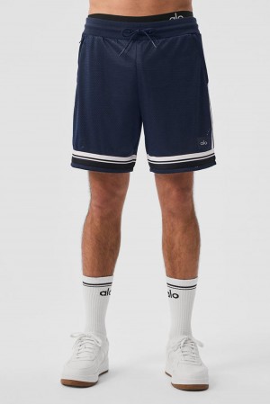 Short Alo Yoga 7" Key Mesh Basketball Hombre Azul Marino | Colombia FRWI-57094