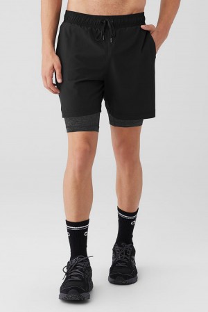 Short Alo Yoga 7" Unity 2 In 1 Hombre Negras Gris Oscuro | Colombia TNEC-08219