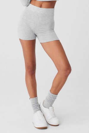 Short Alo Yoga Alolux High-Waist Me Time Mujer Gris | Colombia DAWS-72085