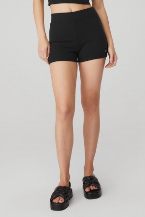 Short Alo Yoga Goddess Ribbed High-Waist Hot Mujer Negras | Colombia VNXA-20653