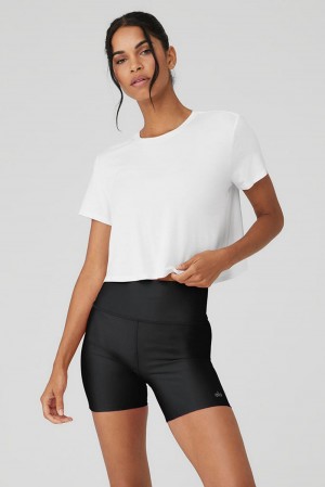Short Sleeve Alo Yoga Cropped All Day Mujer Blancas | Colombia KXQL-60234