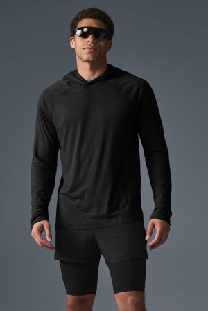 Sudadera con Capucha Alo Yoga Core Runner Hombre Negras | Colombia KDXB-90258