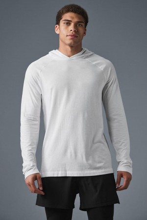 Sudadera con Capucha Alo Yoga Core Runner Hombre Blancas | Colombia SVHA-65742