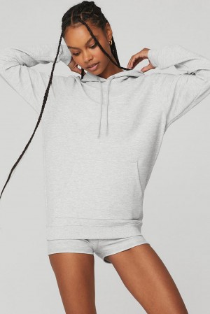 Sudadera con Capucha Alo Yoga Micro Waffle Fast Break Mujer Gris | Colombia JKFX-38715