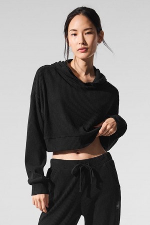 Sudadera con Capucha Alo Yoga Muse Mujer Negras | Colombia DMHA-42763