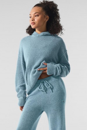Sudadera con Capucha Alo Yoga New Class Cashmere Mujer Azules | Colombia AIGU-91528