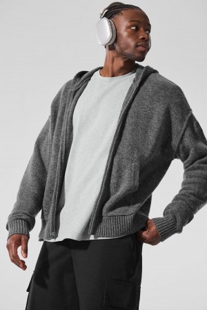 Sudadera con Capucha Alo Yoga New Class Cashmere Full Zip Hombre Plateadas Gris | Colombia LQUC-74302
