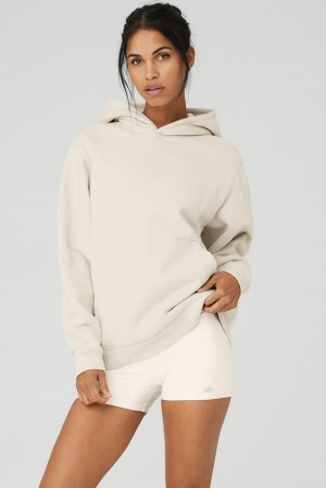 Sudadera con Capucha Alo Yoga Renown Heavy Weight Mujer Bone | Colombia IOEZ-21785