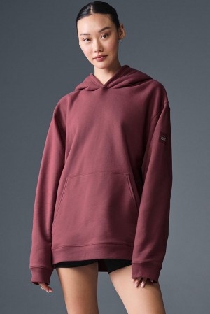 Sudadera con Capucha Alo Yoga Renown Heavy Weight Mujer Burdeos | Colombia EZRP-15932