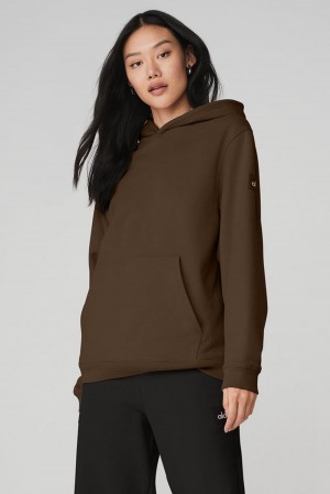 Sudadera con Capucha Alo Yoga Renown Heavy Weight Mujer Espresso | Colombia UNQT-91874