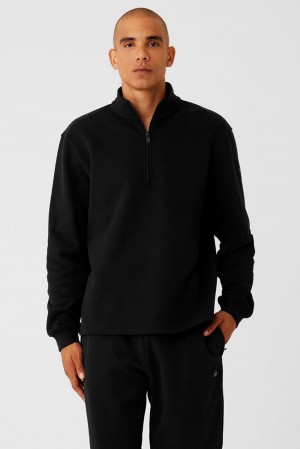 Sudadera con Capucha Alo Yoga Renown Heavy Weight 1/4 Zip Hombre Negras | Colombia BSDT-89713