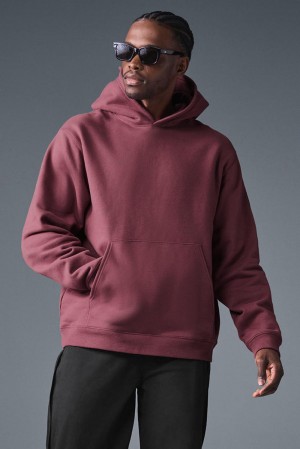 Sudadera con Capucha Alo Yoga Renown Heavy Weight Hombre Burdeos | Colombia LXGF-74195