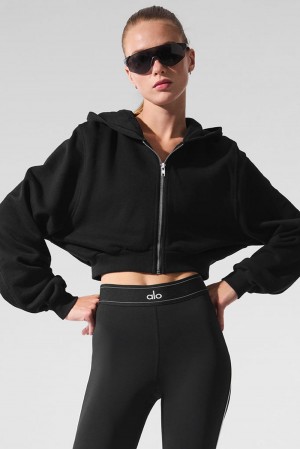 Sudadera con Capucha Alo Yoga Sweet Escape Zip Up Mujer Negras | Colombia QCZG-58307