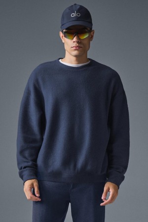 Sudaderas Alo Yoga Triumph Restore Crew Neck Hombre Azul Marino | Colombia JCIS-65180