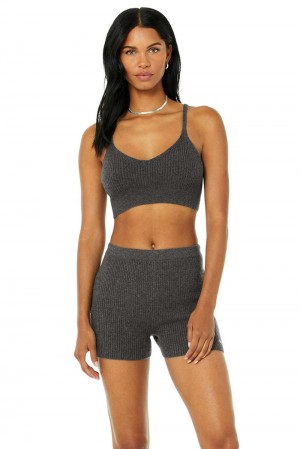 Sujetador Deportivo Alo Yoga Cashmere Ribbed Staycation Mujer Gris | Colombia XVZA-31849