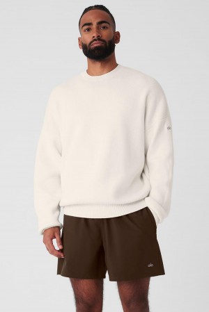 Suéteres Alo Yoga Scholar Crew Neck Hombre Ivory | Colombia WNMT-97856