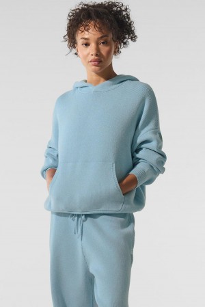 Suéteres Alo Yoga Scholar Hooded Mujer Azules | Colombia NAMY-83157