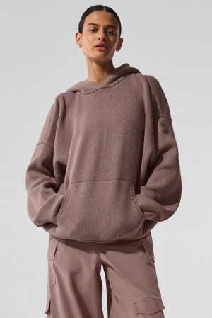 Suéteres Alo Yoga Scholar Hooded Mujer Mushroom Heather | Colombia CUEP-41768