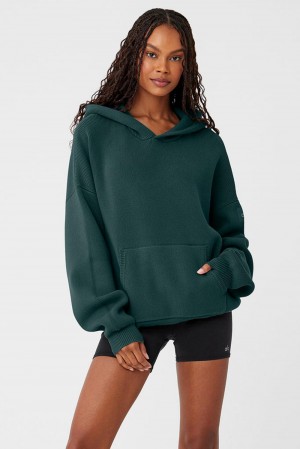 Suéteres Alo Yoga Scholar Hooded Mujer Verde | Colombia OLFU-49236