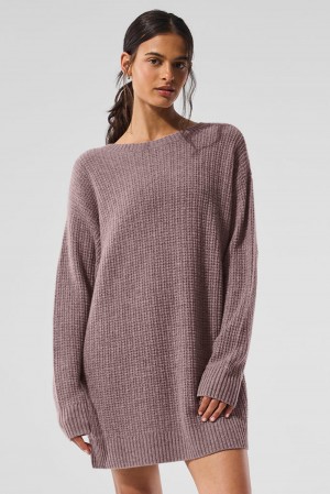 Vestido Alo Yoga Cashmere Plush Waffle Mujer Mushroom Heather | Colombia LQIG-20571