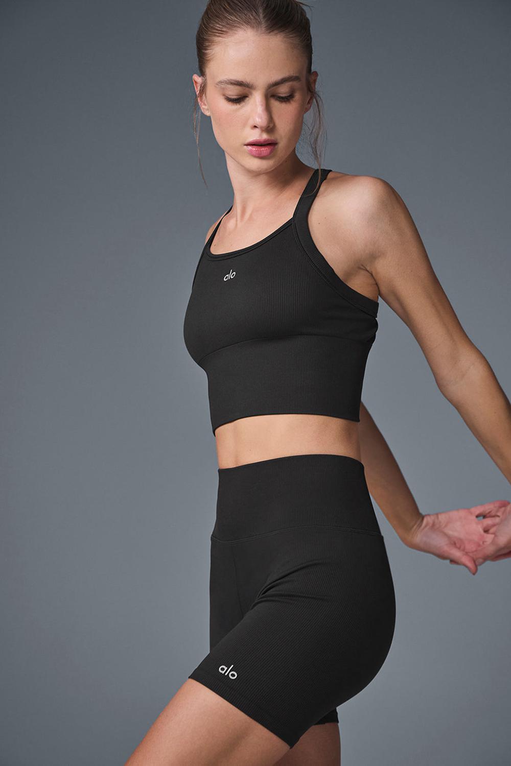 Bra Tank Alo Yoga Seamless Ribbed Favorite Mujer Negras | Colombia  EAZM-95724