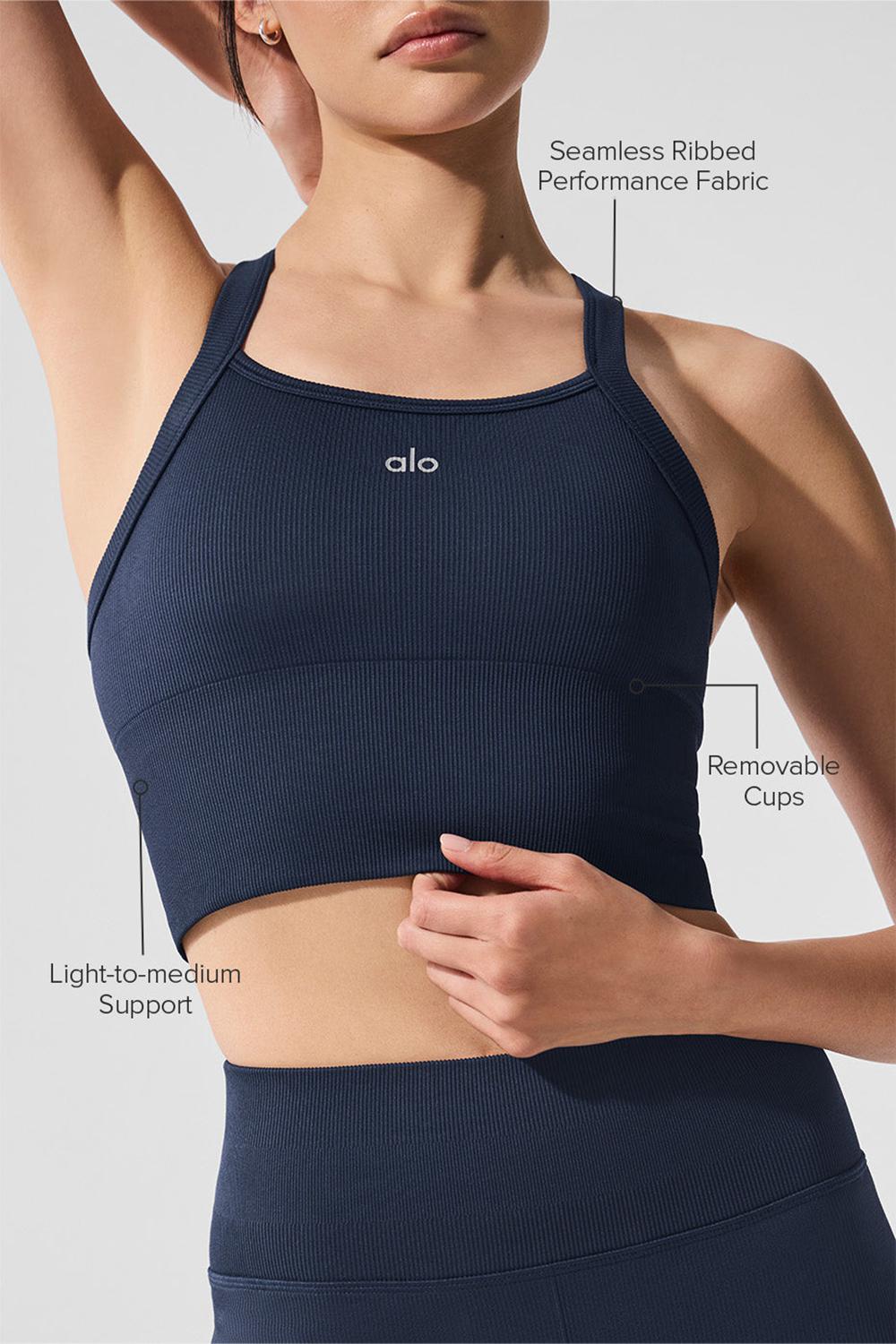 Bra Tank Alo Yoga Seamless Ribbed Favorite Mujer Azul Marino | Colombia  IYXE-52468