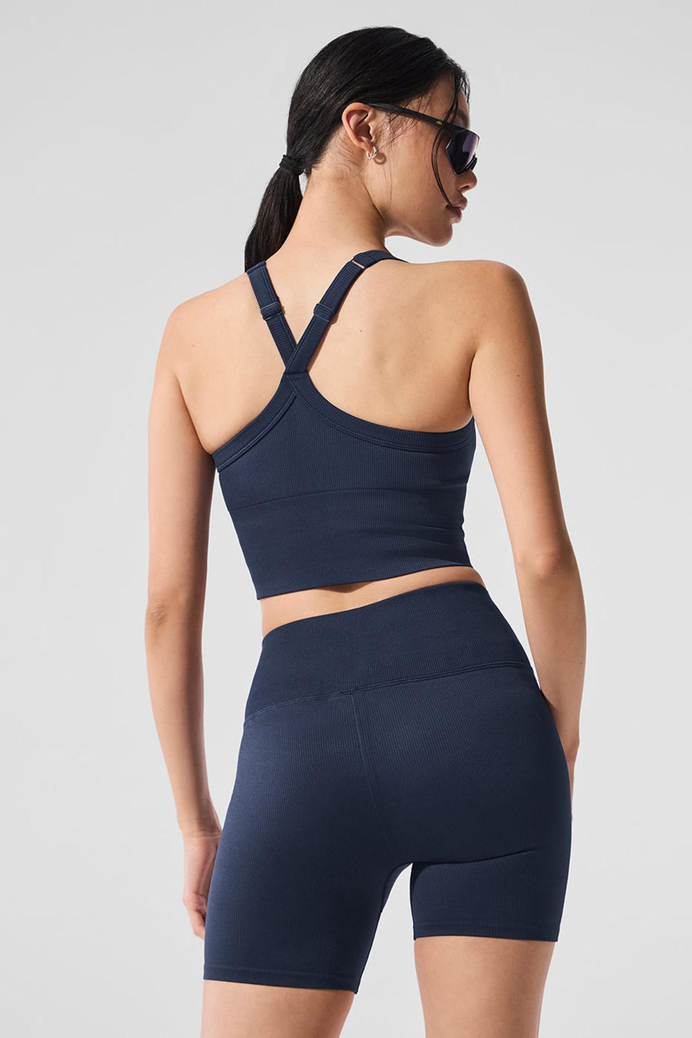Bra Tank Alo Yoga Seamless Ribbed Favorite Mujer Azul Marino | Colombia  IYXE-52468