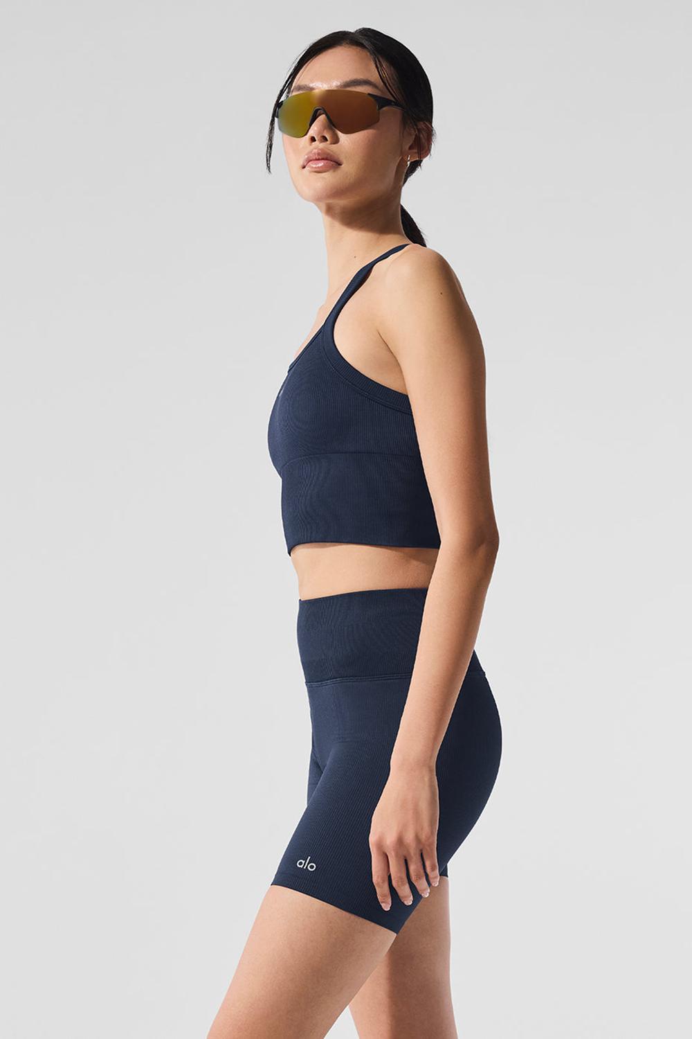 Bra Tank Alo Yoga Seamless Ribbed Favorite Mujer Azul Marino | Colombia  IYXE-52468