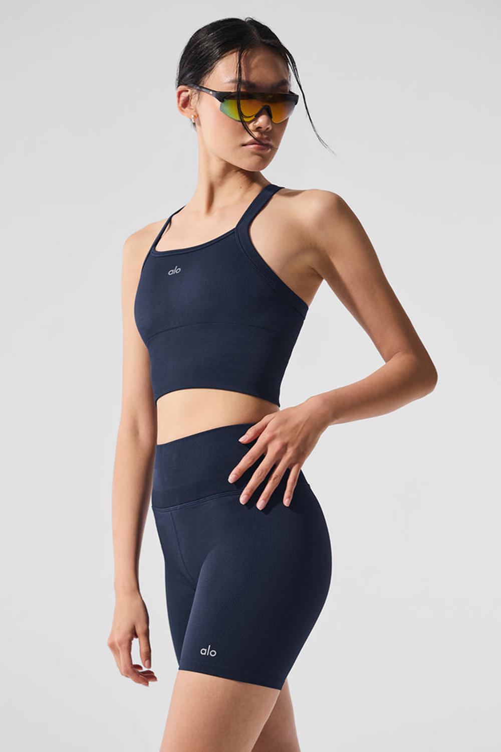 Bra Tank Alo Yoga Seamless Ribbed Favorite Mujer Azul Marino | Colombia  IYXE-52468