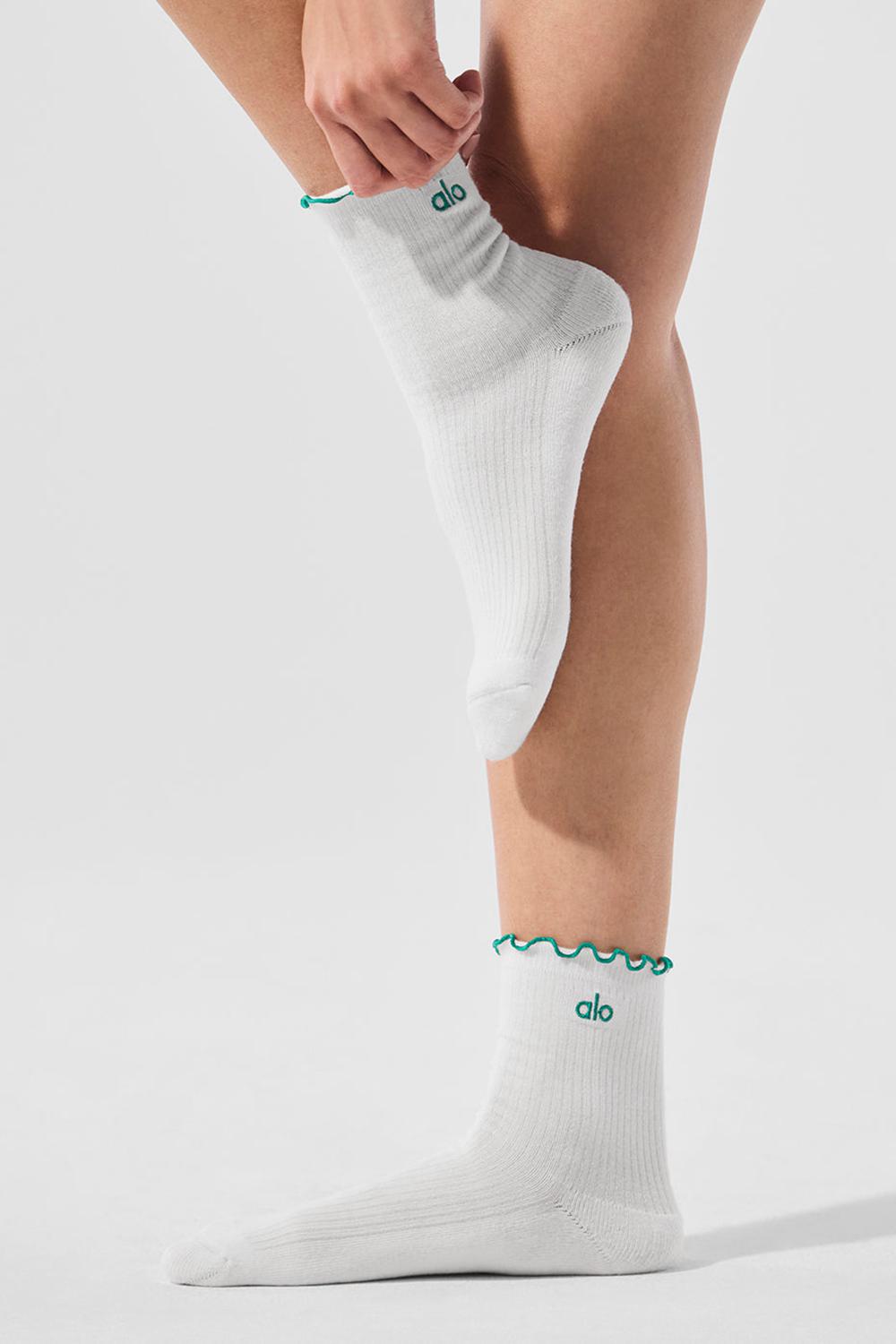 Calcetines Alo Yoga Lettuce Edge Mujer Blancas Verde | Colombia  QPCZ-07413
