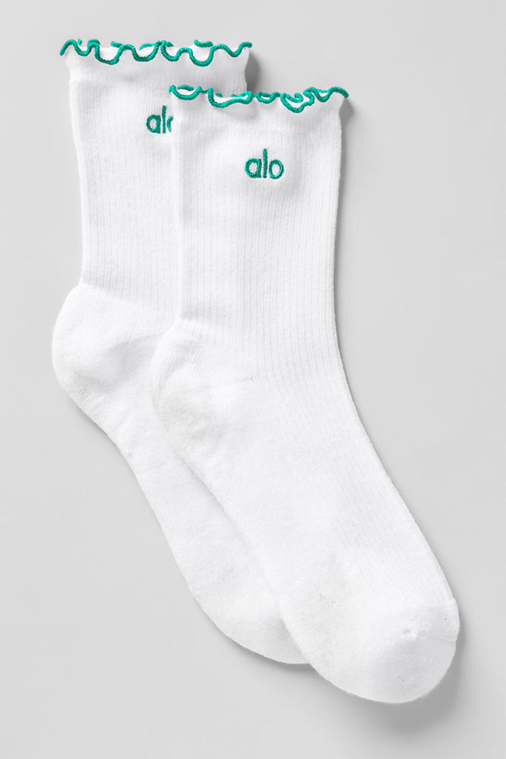 Calcetines Alo Yoga Lettuce Edge Mujer Blancas Verde | Colombia  QPCZ-07413