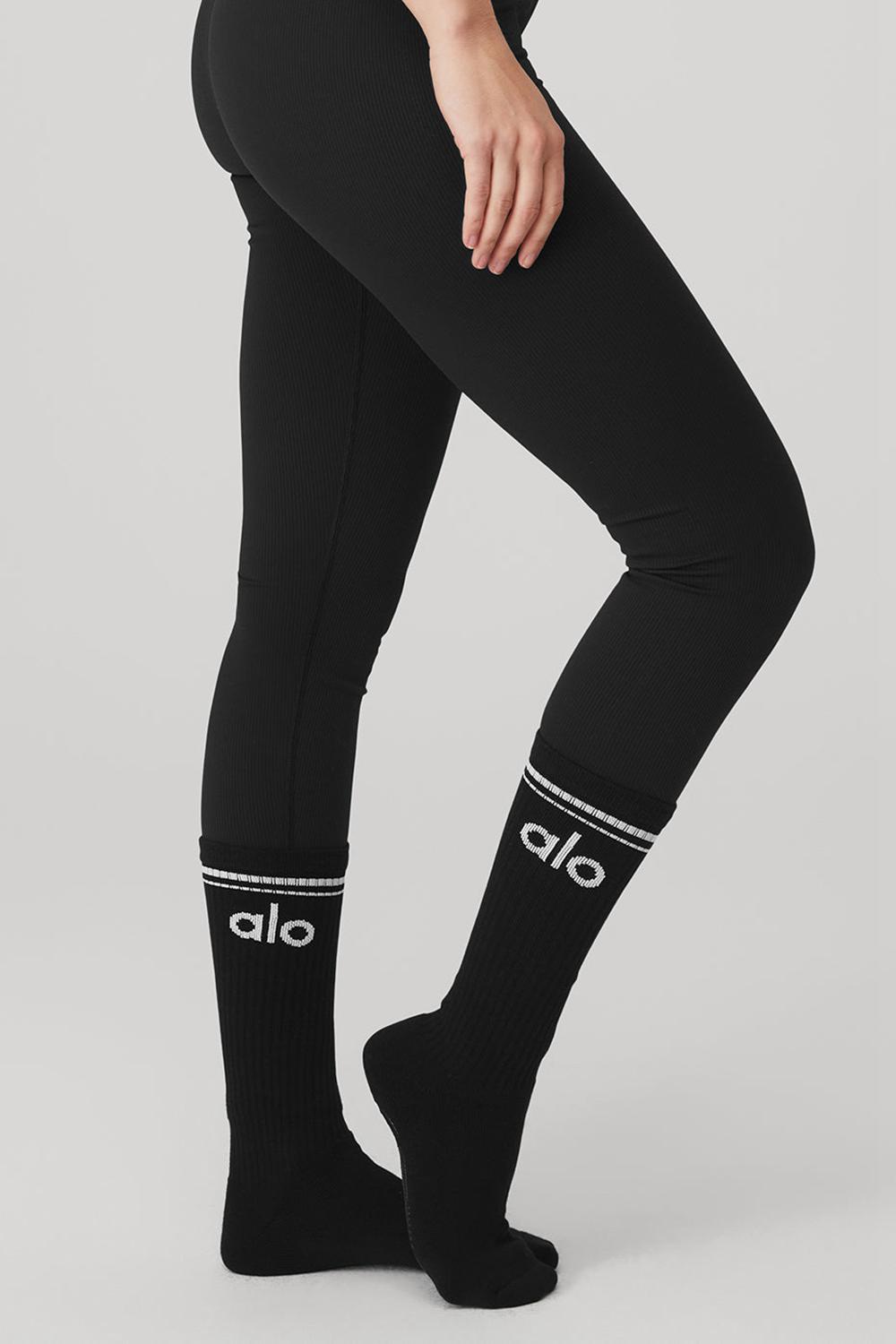 Calcetines Alo Yoga Throwback Barre Mujer Negras Blancas | Colombia  JRYN-78029