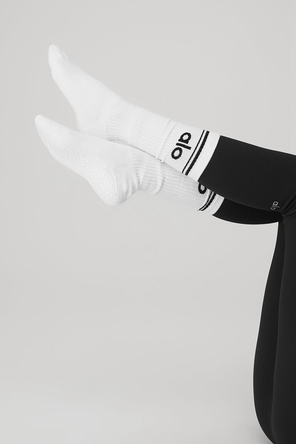 Calcetines Alo Yoga Throwback Barre Mujer Blancas Negras | Colombia  WXPR-63794
