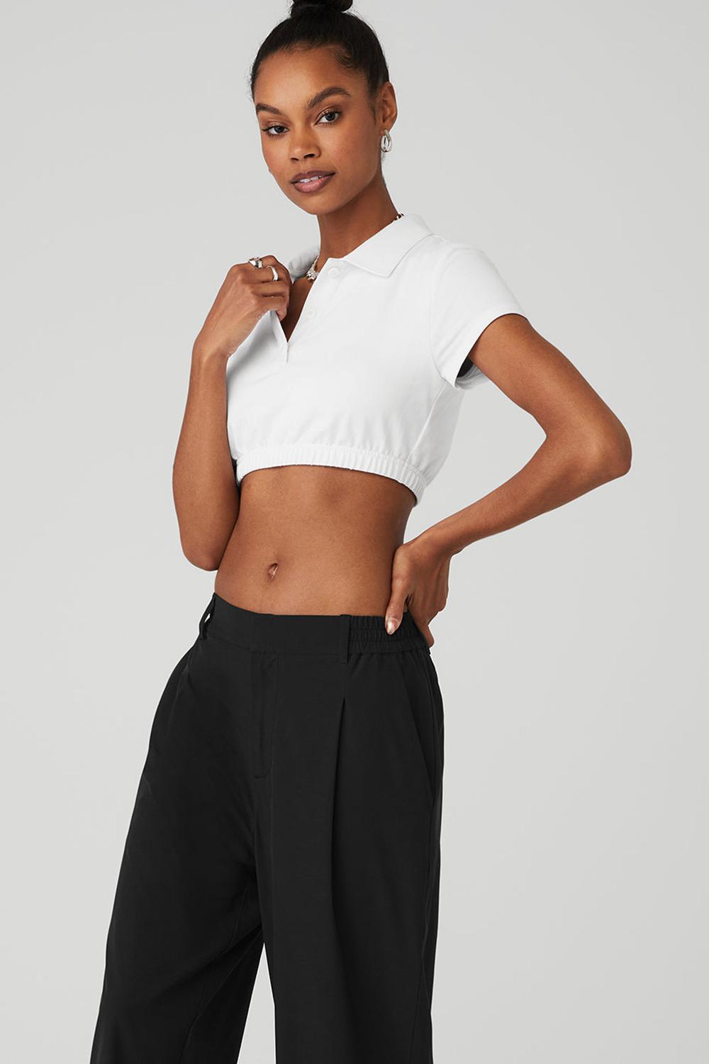 Camisa Polo Alo Yoga Cropped Prestige Polo Mujer Blancas | Colombia  ZTOC-26890