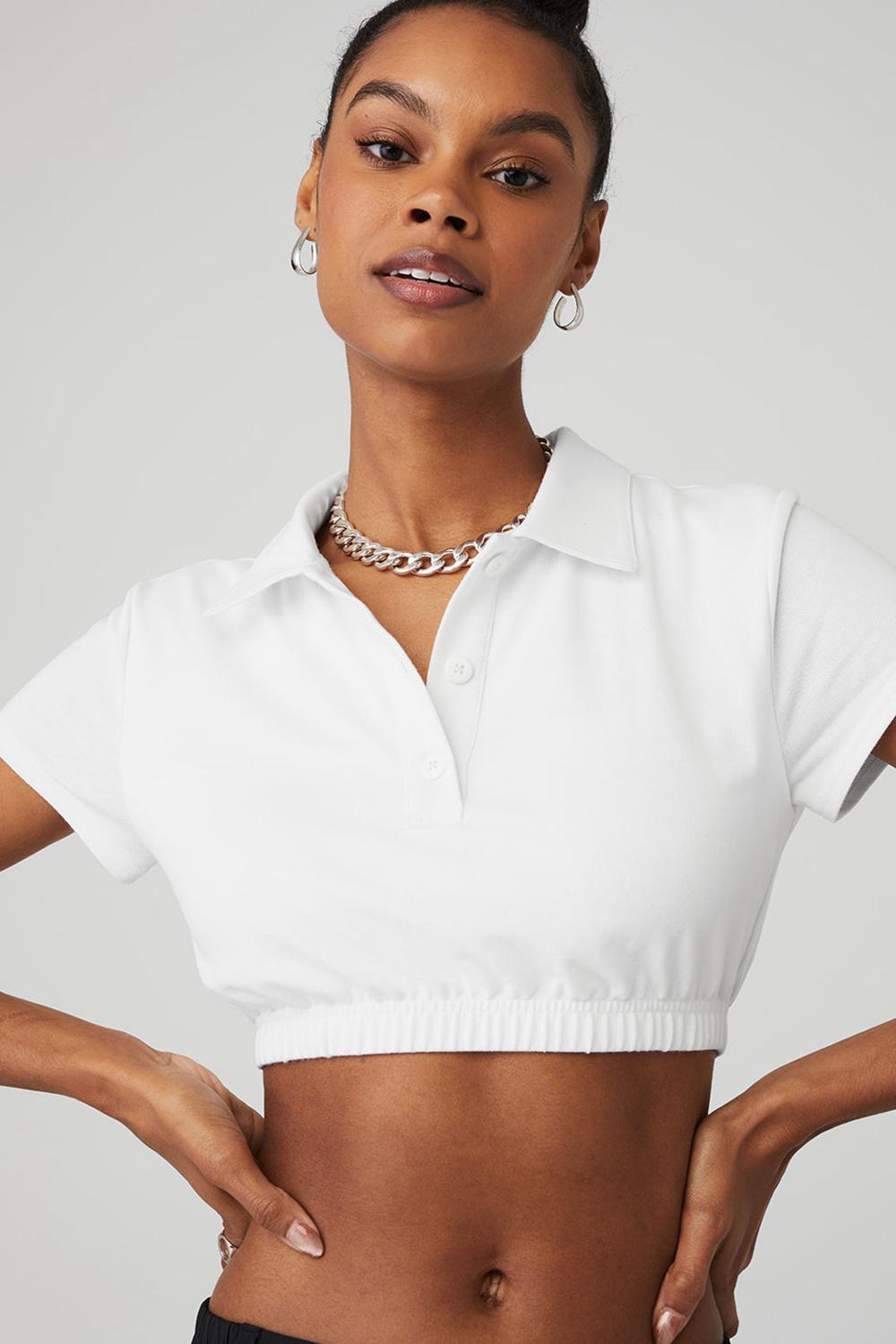 Camisa Polo Alo Yoga Cropped Prestige Polo Mujer Blancas | Colombia  ZTOC-26890