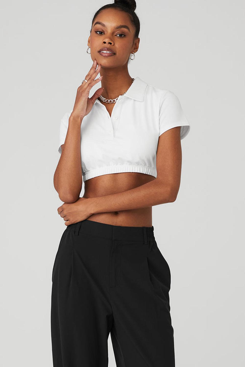 Camisa Polo Alo Yoga Cropped Prestige Polo Mujer Blancas | Colombia  ZTOC-26890