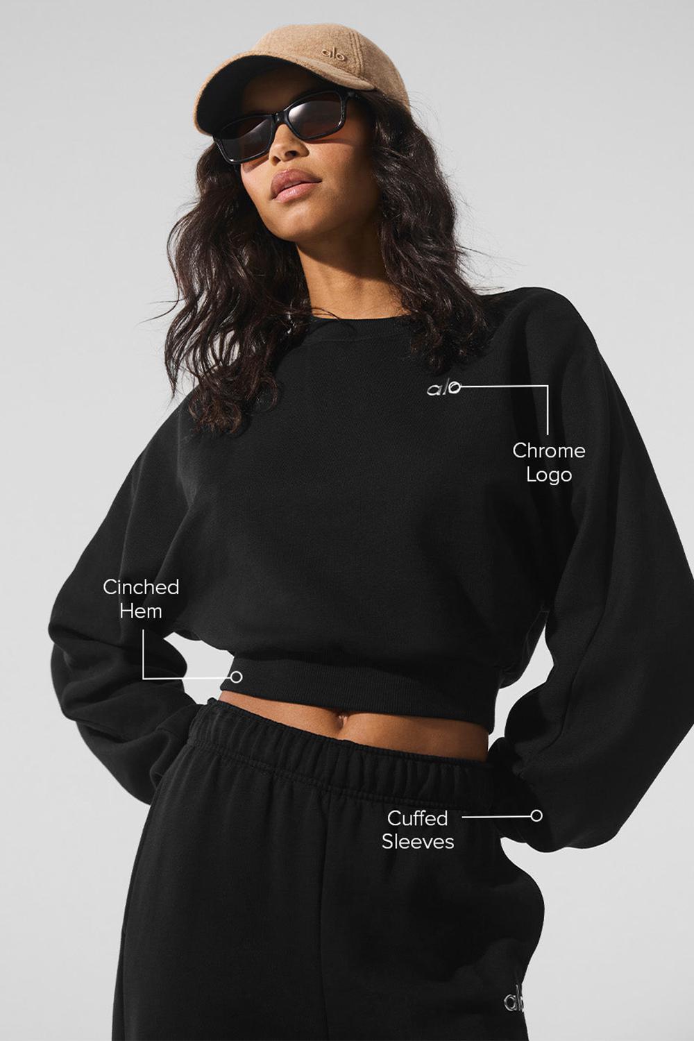 Camisa Recortada Alo Yoga Accolade Crewneck Mujer Negras | Colombia  BMXJ-17204
