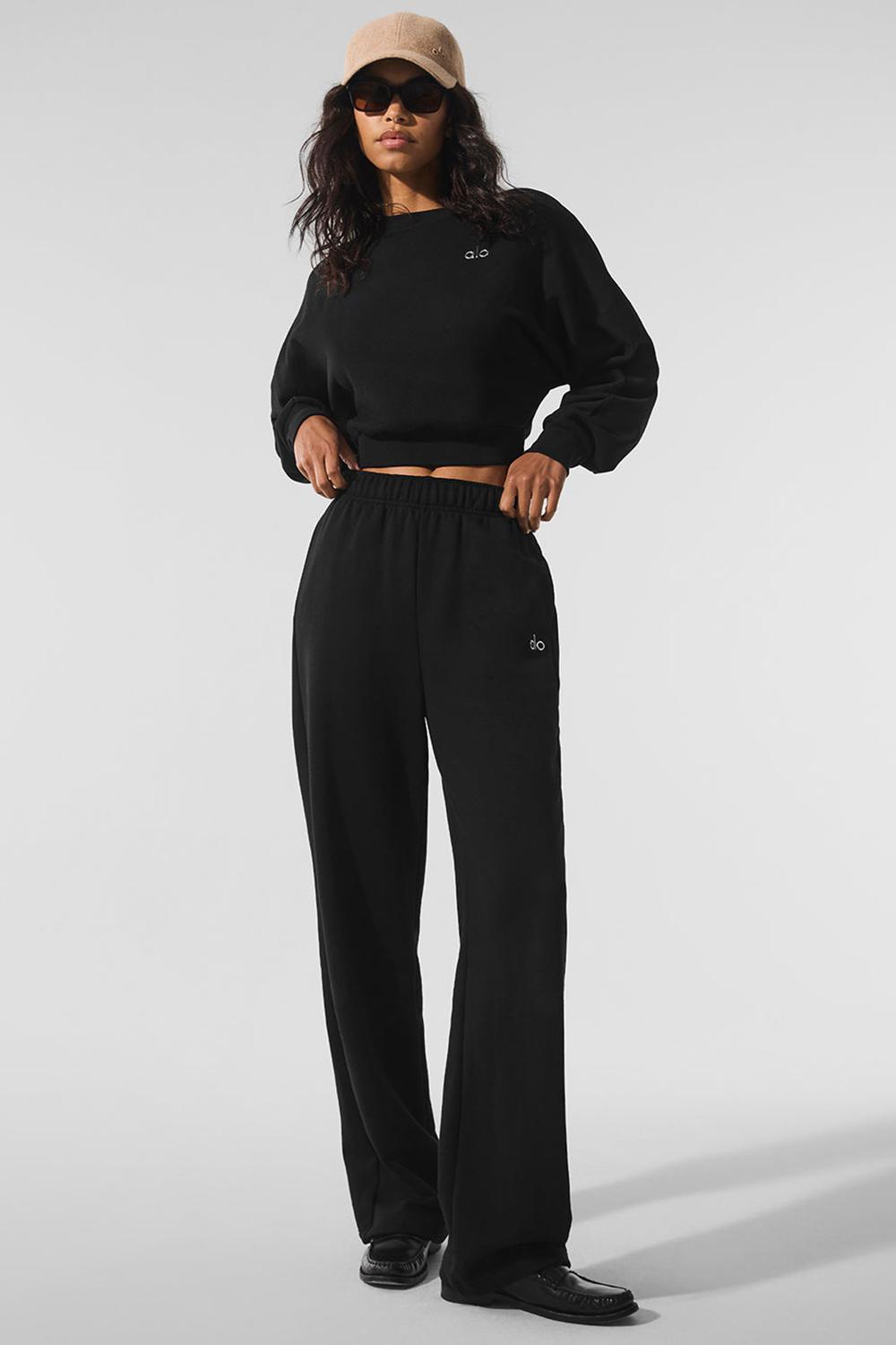 Camisa Recortada Alo Yoga Accolade Crewneck Mujer Negras | Colombia  BMXJ-17204