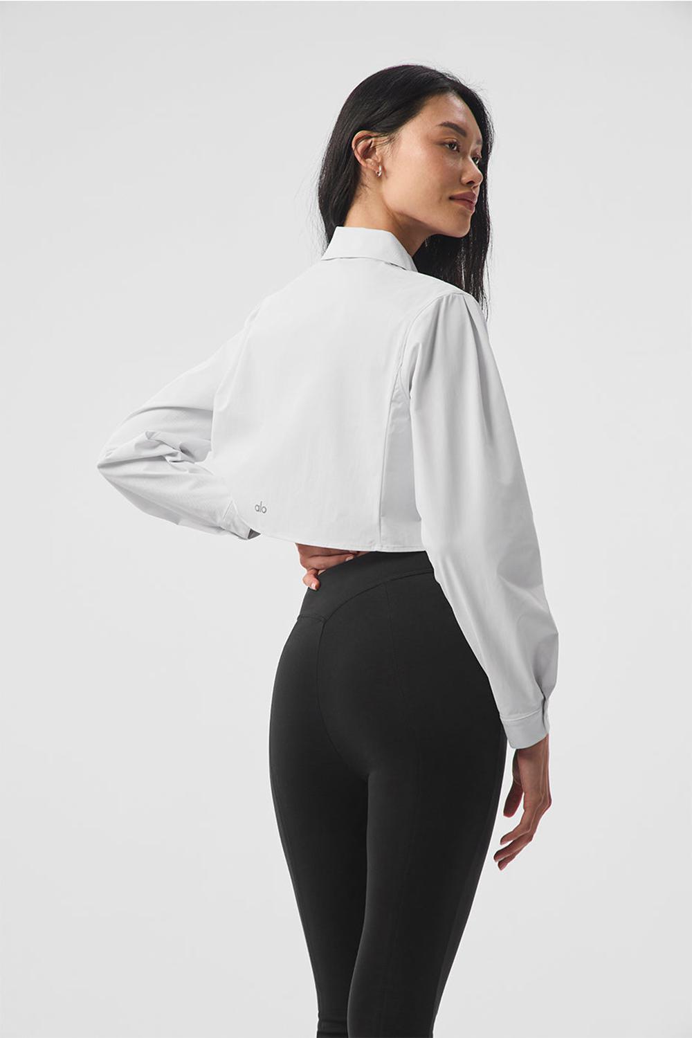 Camisa Recortada Alo Yoga Take Me Out Button Up Mujer Blancas | Colombia  NMQB-84079