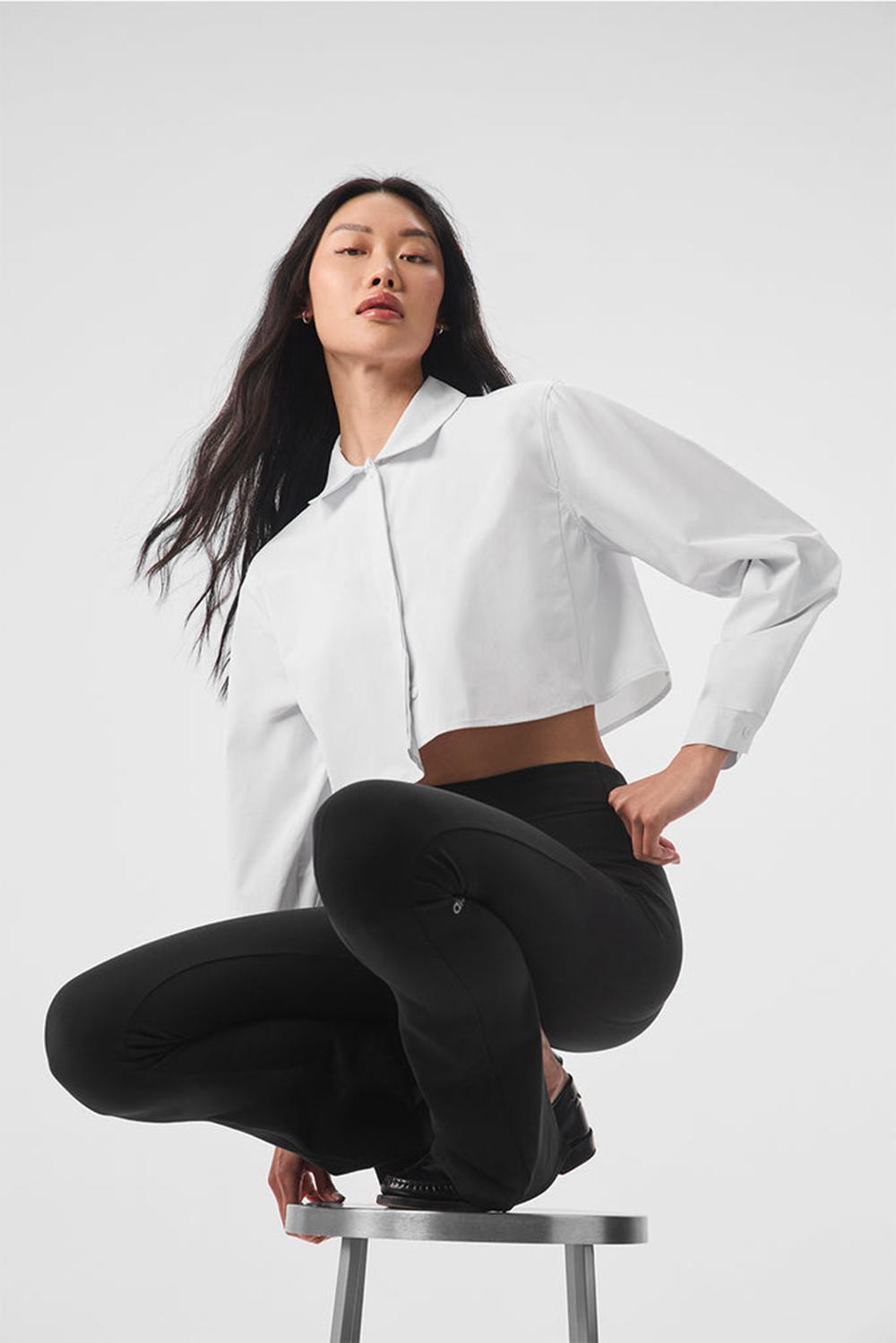 Camisa Recortada Alo Yoga Take Me Out Button Up Mujer Blancas | Colombia  NMQB-84079