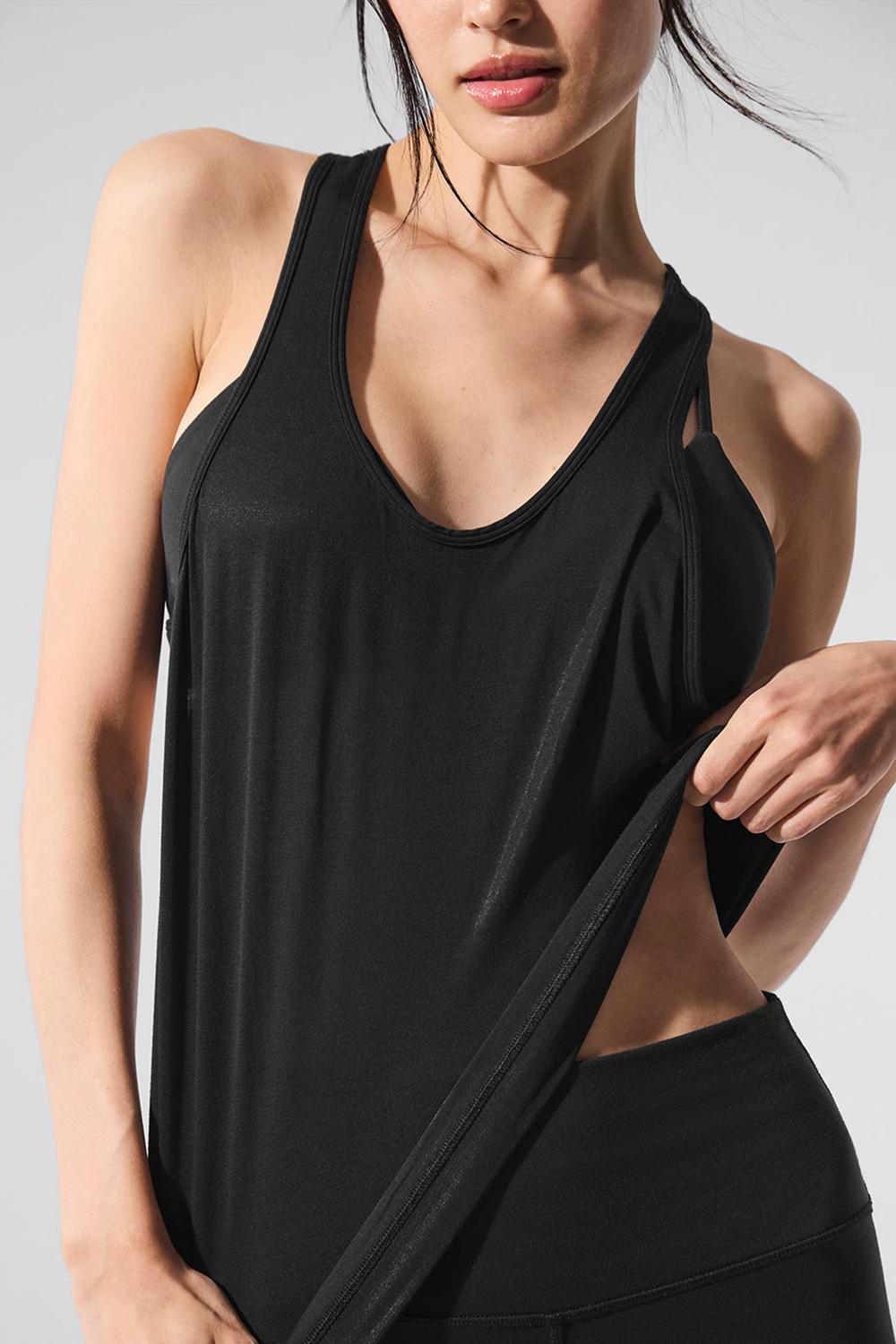 Camiseta Sin Mangas Running Alo Yoga All Day Mujer Negras | Colombia  UHOR-85029